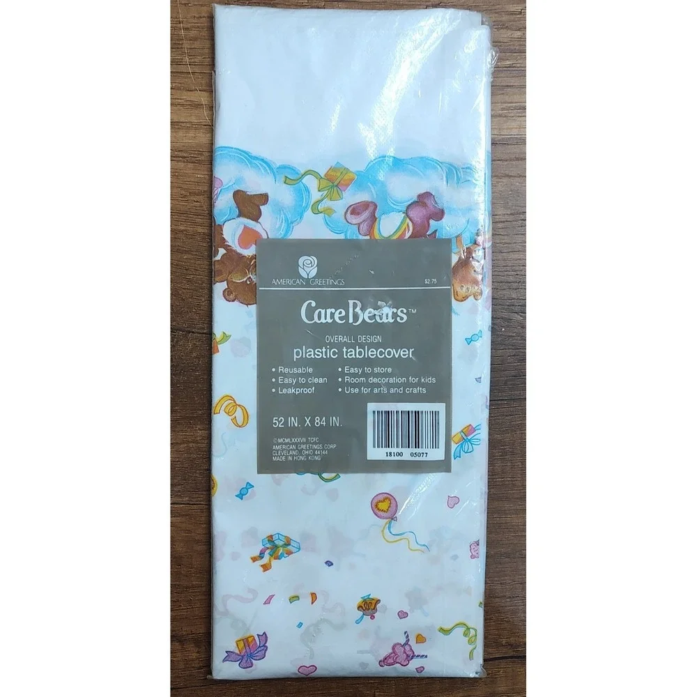 Vtg Care Bears Birthday American Greetings Plastic Table Cover Tablecloth B20